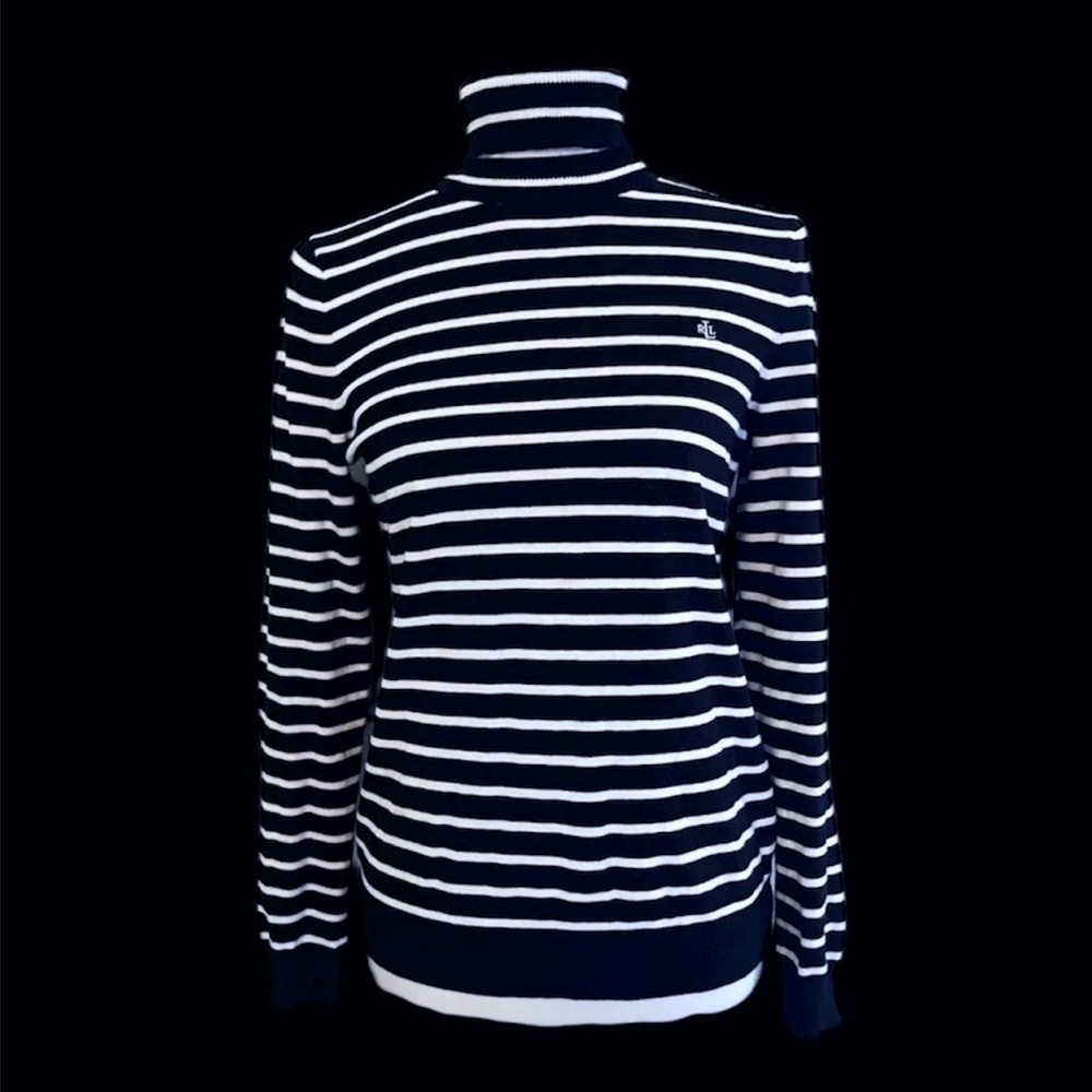 Lauren Ralph Lauren stripe turtleneck top classic preppy chic